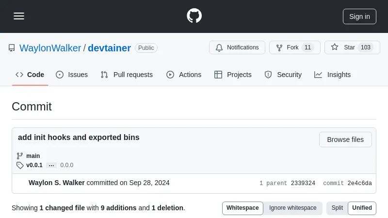 shot of post - 💭 add init hooks and exported bins · WaylonWalker/devtainer@2e4c6da