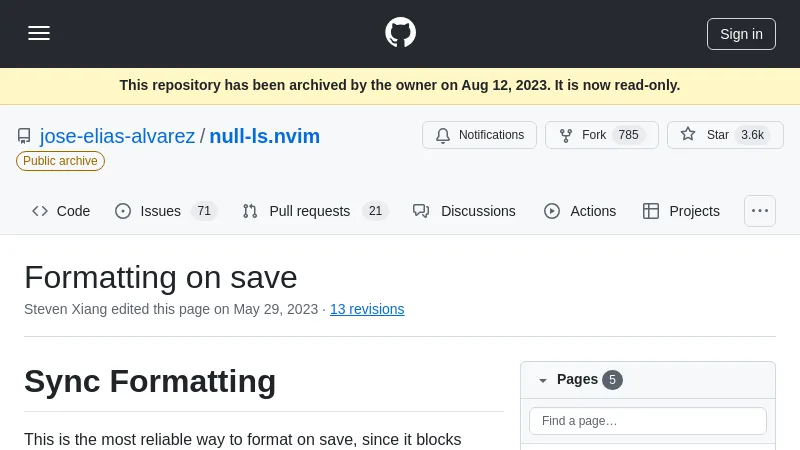 shot of post - 💭 Formatting on save · jose-elias-alvarez/null-ls.nvim Wiki