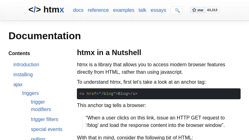 shot of post - 💭 </> htmx ~ Documentation