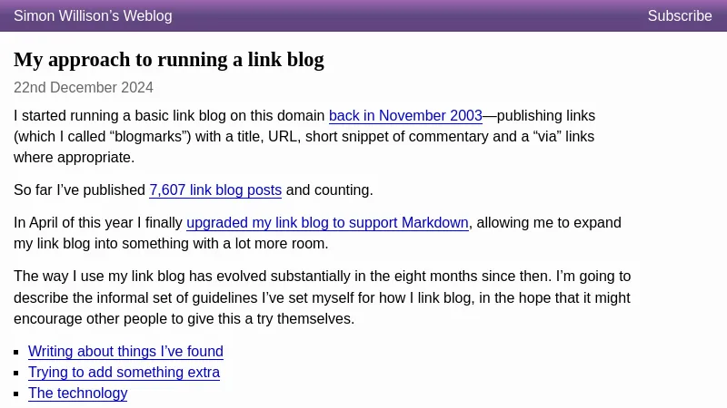 shot of post - 💭 My approach to running a link blog