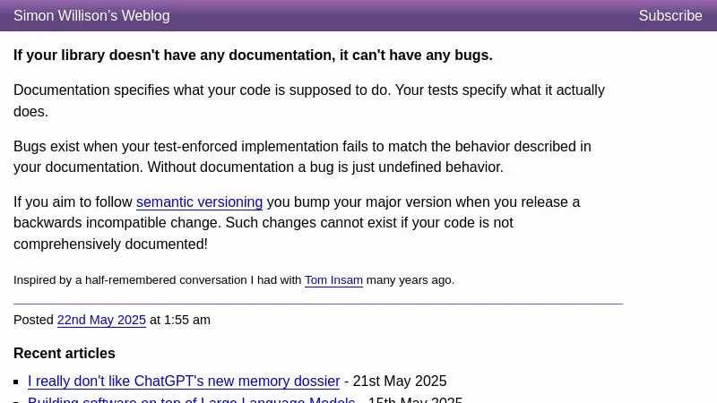 shot of post - 💭 No docs, no bugs