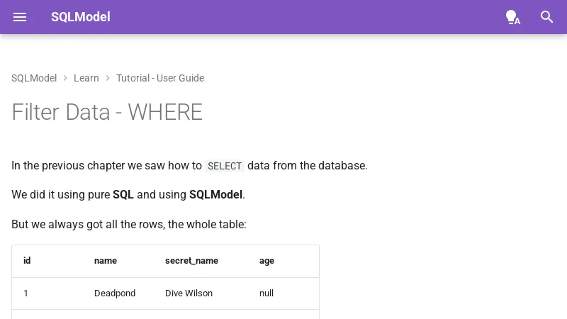 shot of post - 💭 Filter Data - WHERE - SQLModel