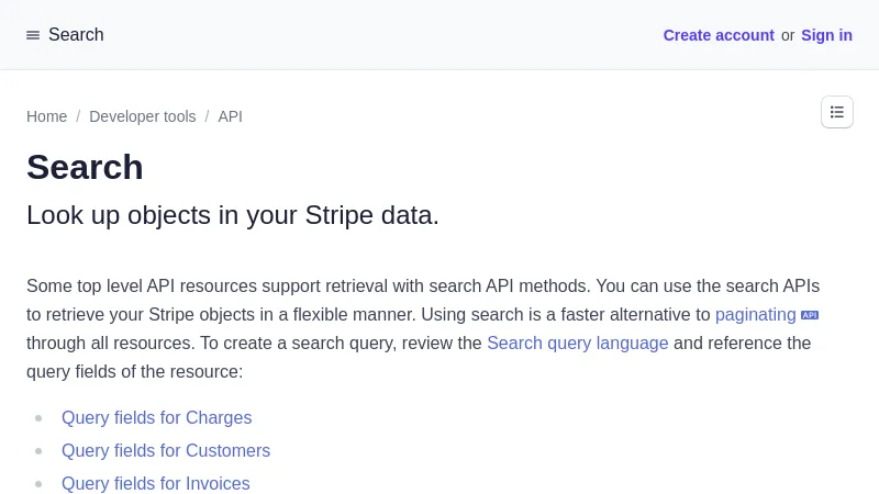 shot of post - 💭 Search | Stripe Documentation