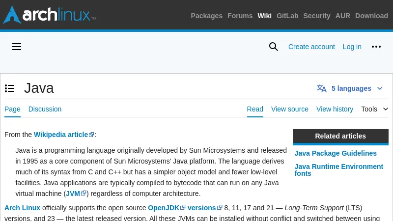 shot of post - 💭 Java - ArchWiki